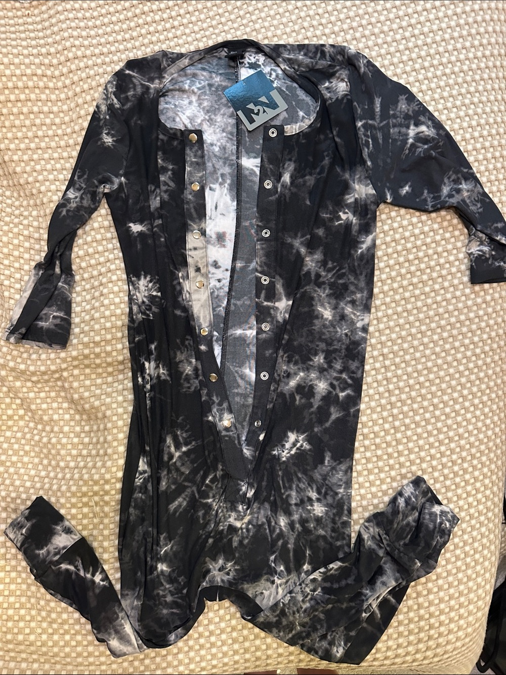 Black & White Tie-Dye Snap-Front Onesie